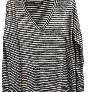 Kirkland Signature Black and White Striped Knit Top